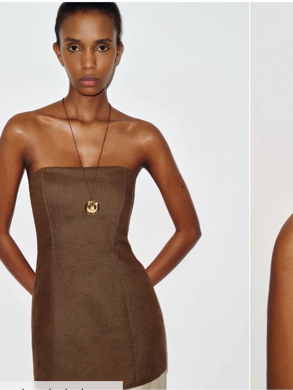 NWT Reformation Strapless Brown Linen-Blend Top